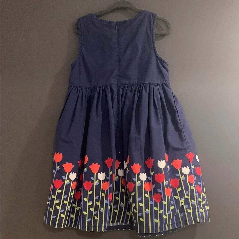 Gymboree Navy Blue Kids Dress with Red Floral Design size 5